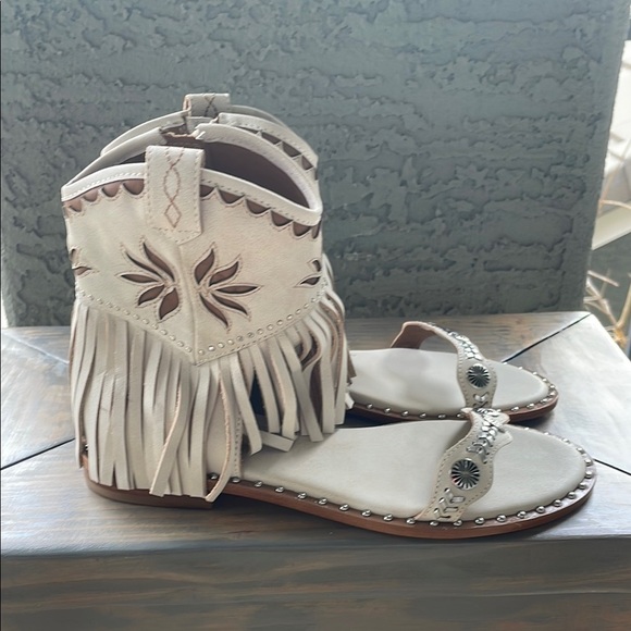 Free People X ASH Dakota Fringed White Sandals - Picture 3 of 7